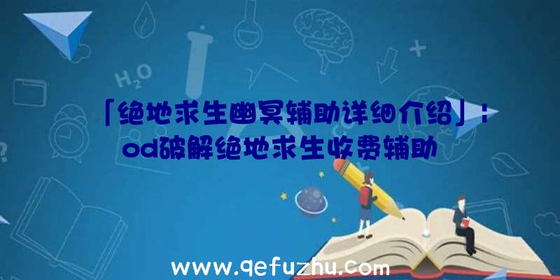 「绝地求生幽冥辅助详细介绍」|od破解绝地求生收费辅助